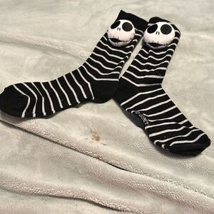 Nightmare Before Christmas black and white stripe socks